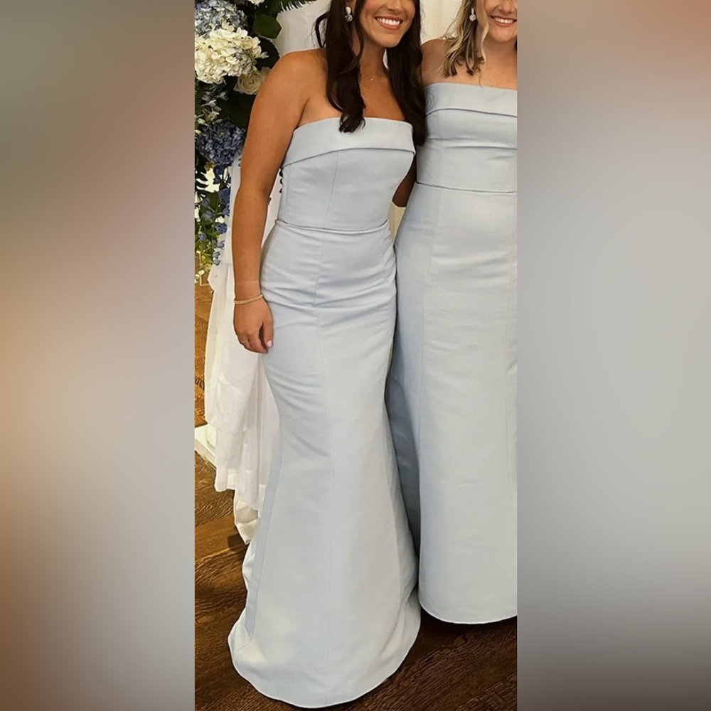 POLLY BOUTIQUE STRAPLESS ICE BLUE MERMAID LONG BRIDESMAID DRESS